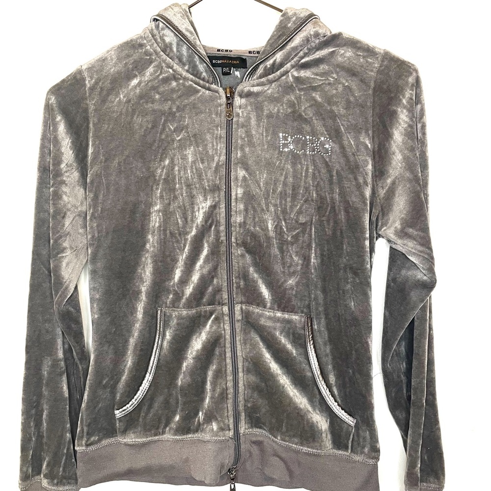 BCBG Grey Velvet Sweater